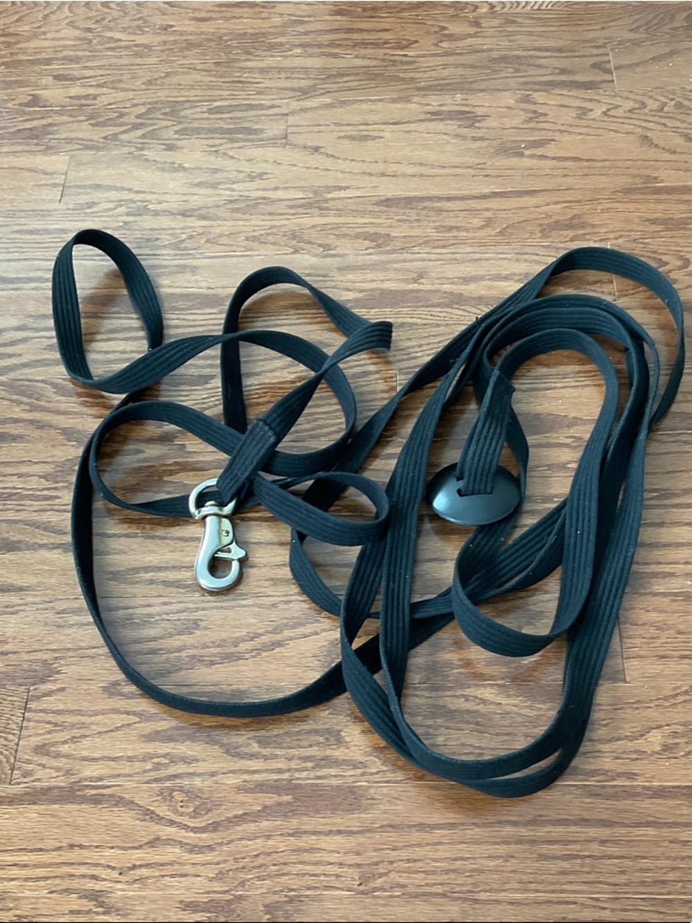 Pair of black flat cotton blend lunge lines